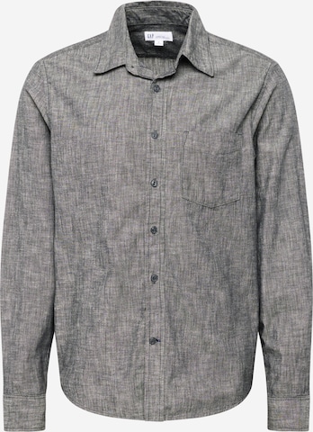 GAP Regular fit Button Up Shirt 'CHAMBRAY' in Black: front