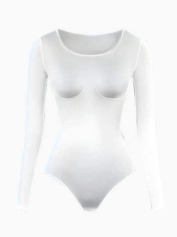 cfab by creamy fabrics Shapingbody 'Longsleeve Bodysuit Sculpting Shapewear' in Wit: voorkant