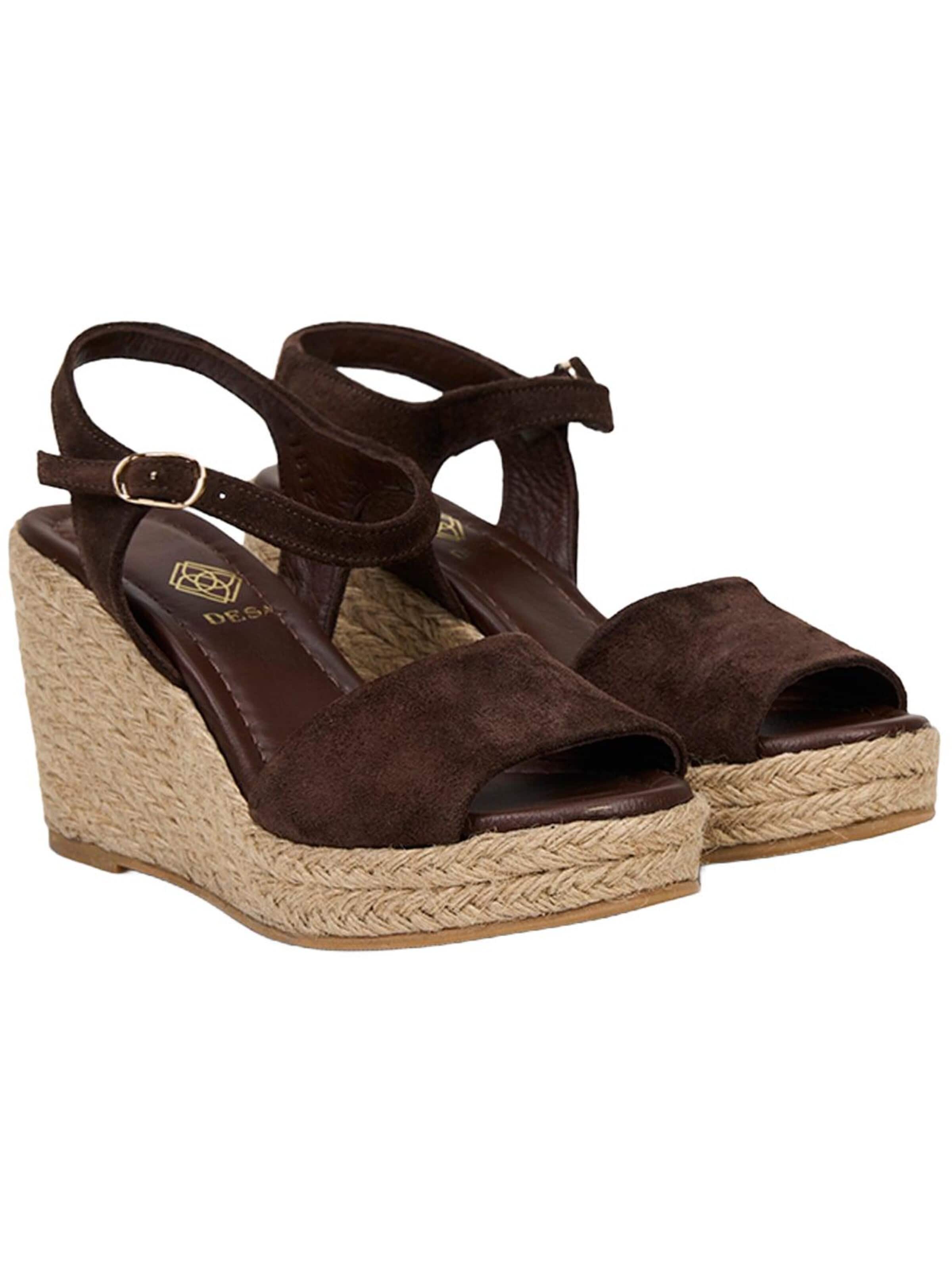 Sandales à lanières 'DESA Damen-Sandalen mit Keilabsatz und einem Riemen aus Wildleder' Desa en marron