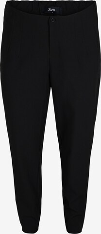 Slimfit Pantaloni con pieghe 'Frea' di Zizzi in nero: frontale