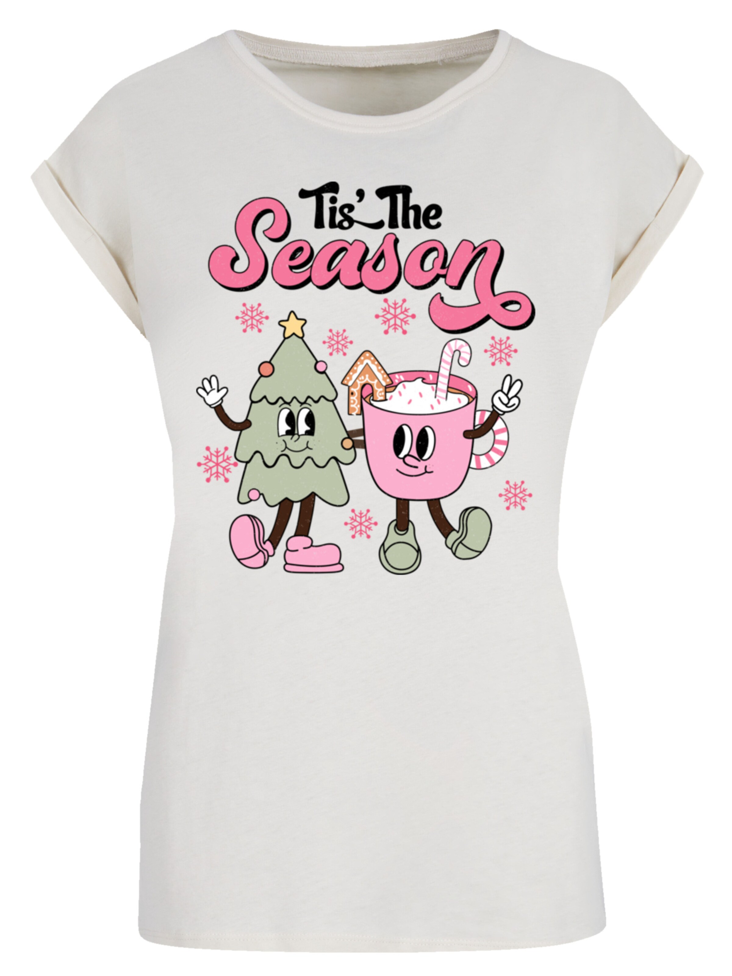 T-shirt 'Tis The Season Christmas Tree Cocoa' F4NT4STIC en beige : devant