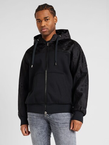 BOSS Zip-Up Hoodie 'Steele76' in Black: front