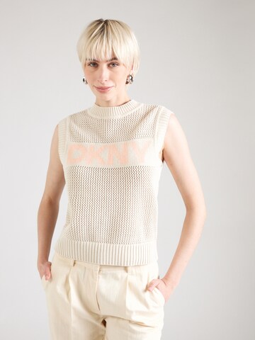Pulover de la DKNY pe bej: față