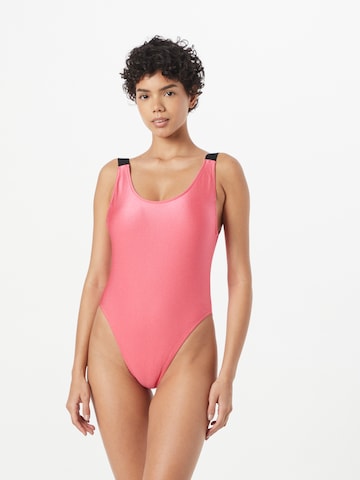 Calvin Klein Swimwear Bralette Swimsuit in Pink: front