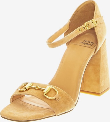 Jeffrey Campbell Sandaal 'Pop-Star-B Natural Gold Suede' in Beige: voorkant