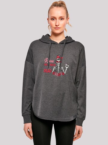 Sweat-shirt 'Anti Valentinstag Roses are red' F4NT4STIC en gris : devant