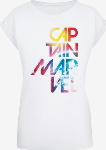 ABSOLUTE CULT Shirt 'Captain Marvel - Galactic' in Wit: voorkant