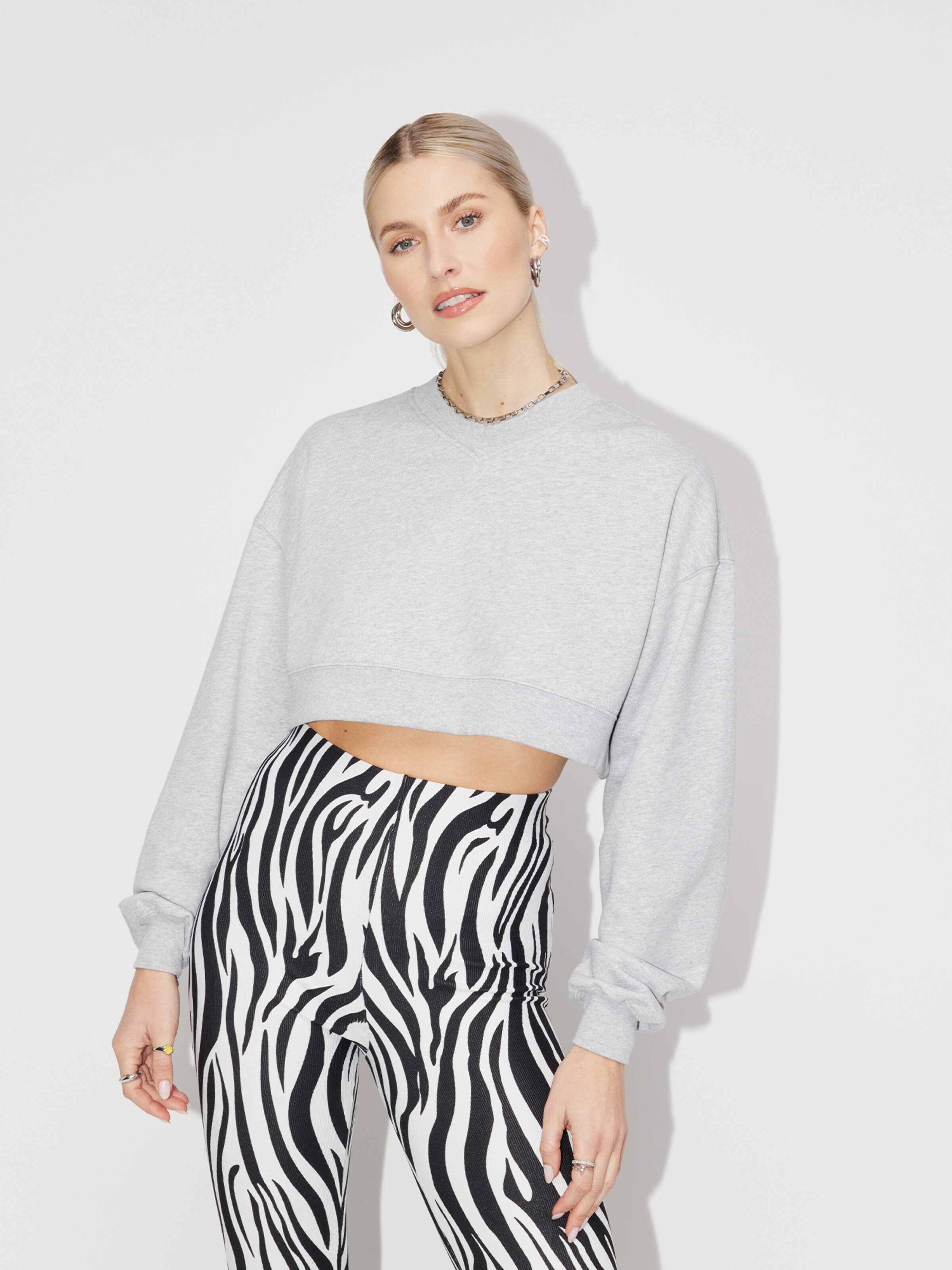 Frauen Sweat LeGer by Lena Gercke Sweatshirt 'Effie' in Graumeliert - ZD57574 Frauen Sweat LeGer by Lena Gercke Sweatshirt 'Effie' in Graumeliert - ZD57574