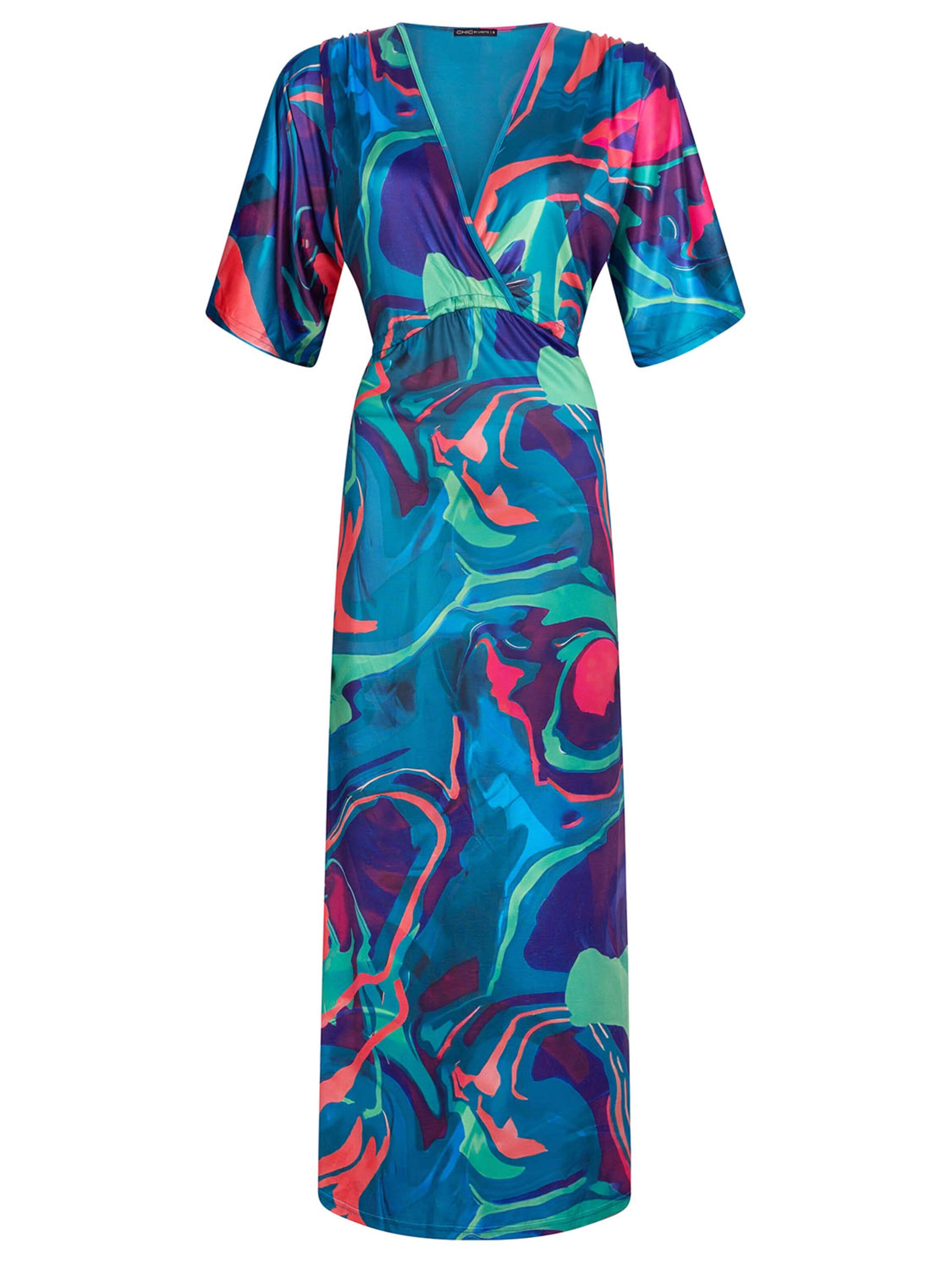 Robe 'Kimono Lotus Sorobon' Chic by Lirette en bleu : devant