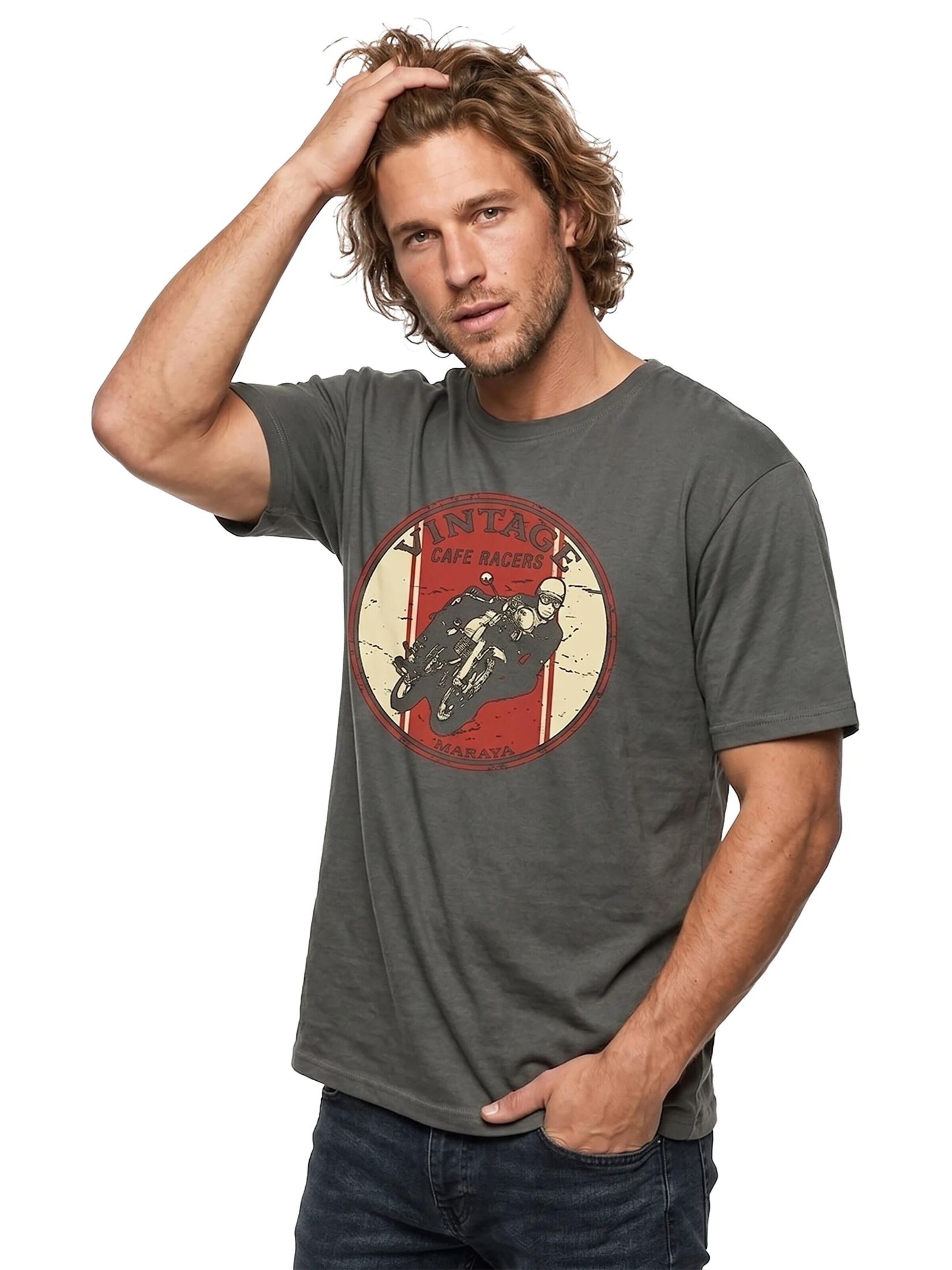 MAKAYA Shirt 'Biker im Kreis' in Grey