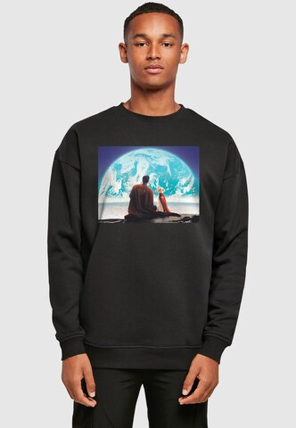 ABSOLUTE CULT Superman Looking At Earth Krypto Cape Sweat Crewneck ' ' in Schwarz: Vorderseite