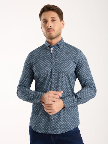 Coupe slim Chemise business 'Donatello Poplin Stretch Man Shirt Blue Light Blue' 7Camicie en bleu : devant