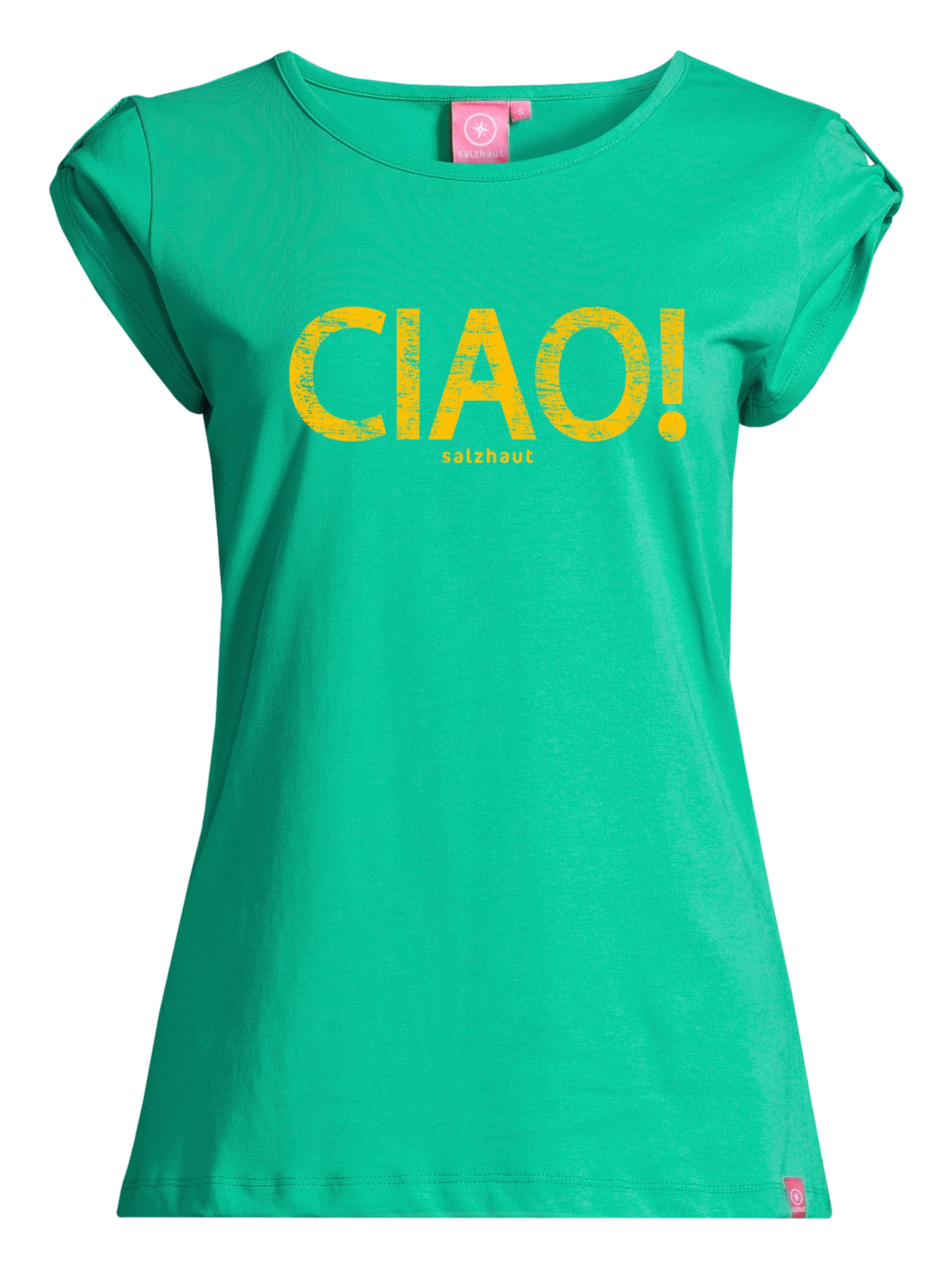 salzhaut Shirt 'BIIKE - CIAO' in Green: front