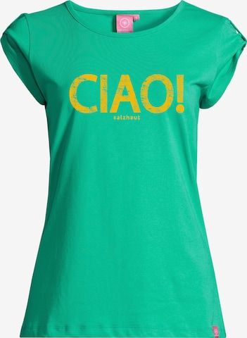 salzhaut Shirt 'BIIKE - CIAO' in Green: front
