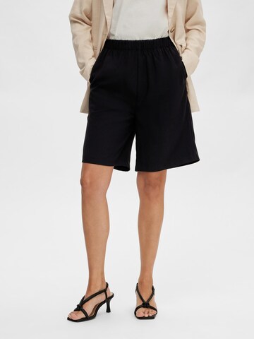 SELECTED FEMME Wide Leg Shorts 'Tinni' in Schwarz: predná strana