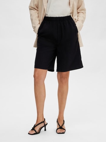 SELECTED FEMME Wide leg Broek 'Tinni' in Zwart: voorkant