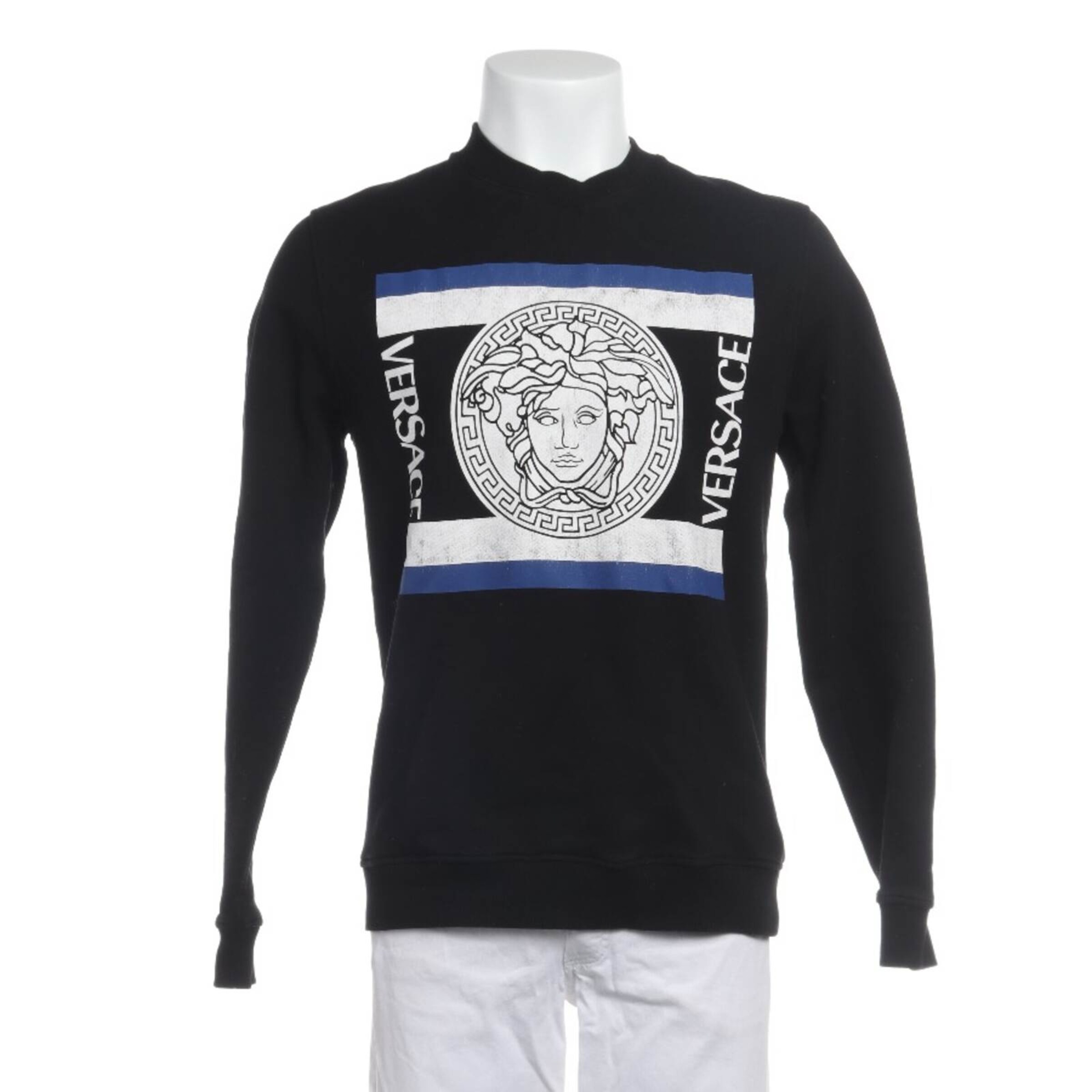 VERSACE Sweatshirt & Zip-Up Hoodie in S in Black: front