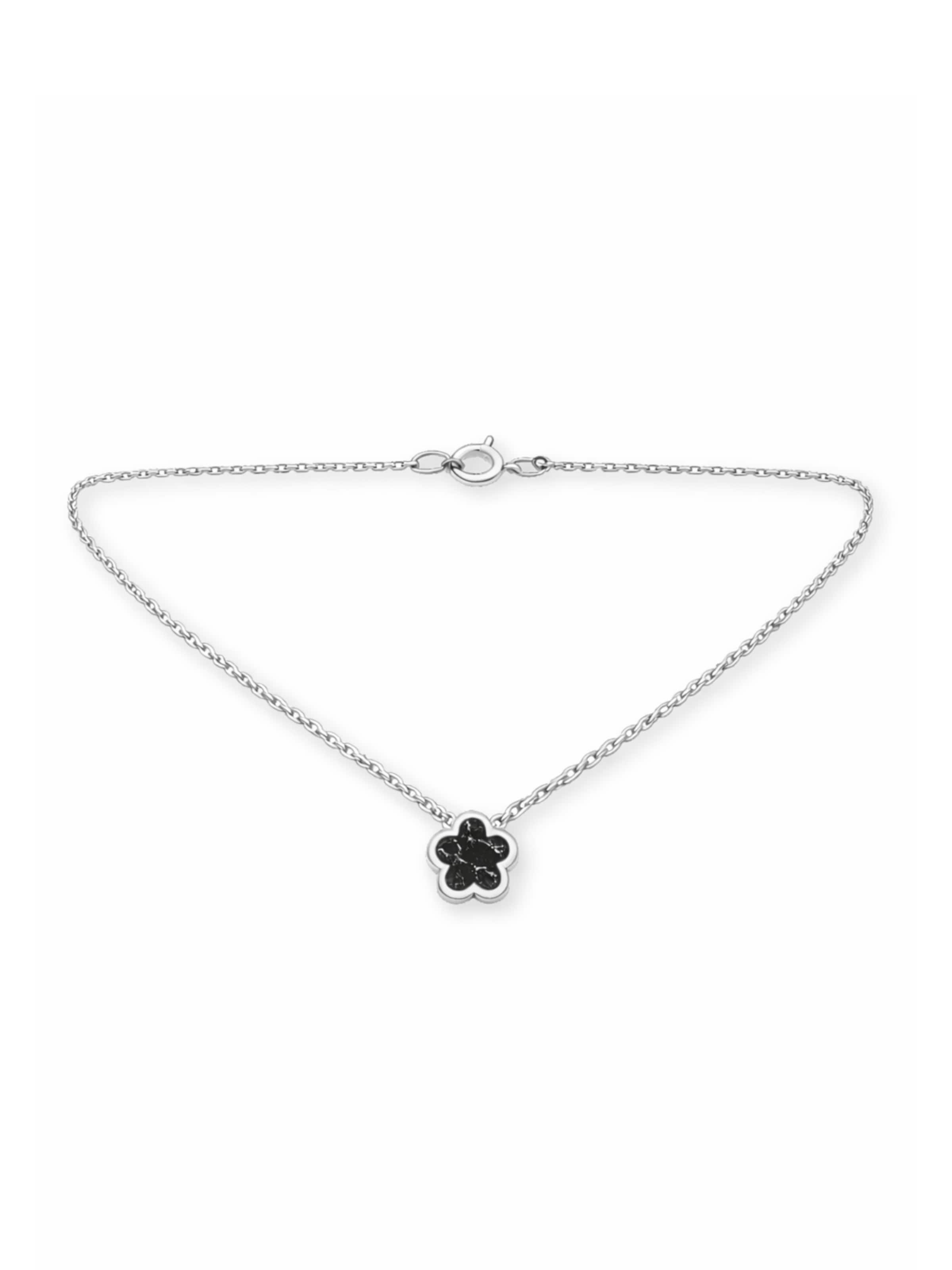 Pure Schmuck Chaîne 'Clover Black Marmor Halskette' en argent, Vue avec produit