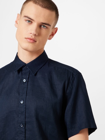 BOSS Black Regular fit Button Up Shirt 'Ross' in Blue