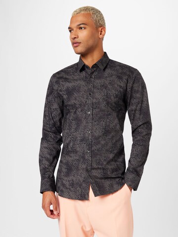 HUGO Slim Fit Hemd 'Elisha' in Grau: Vorderseite