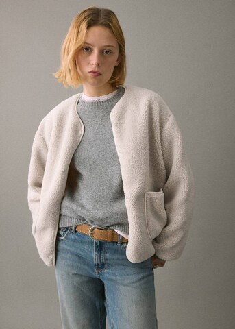 MANGO TEEN Fleece Jacket 'Nordicb' in Beige: front