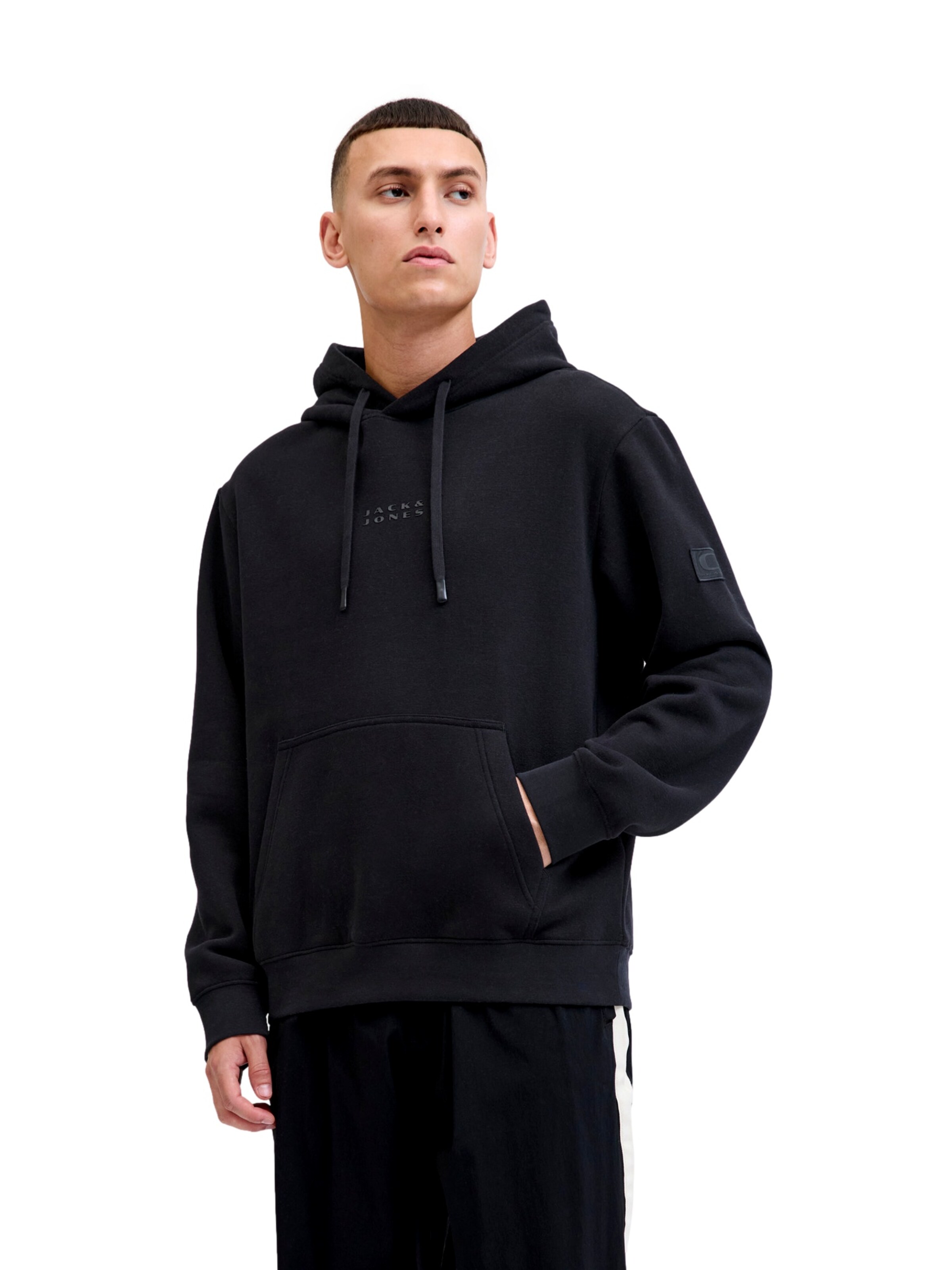 Felpa 'Point' di JACK & JONES in nero: frontale