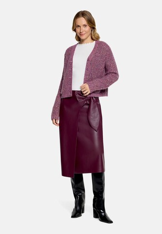Cartoon Strick-Cardigan mit V-Ausschnitt in Lila
