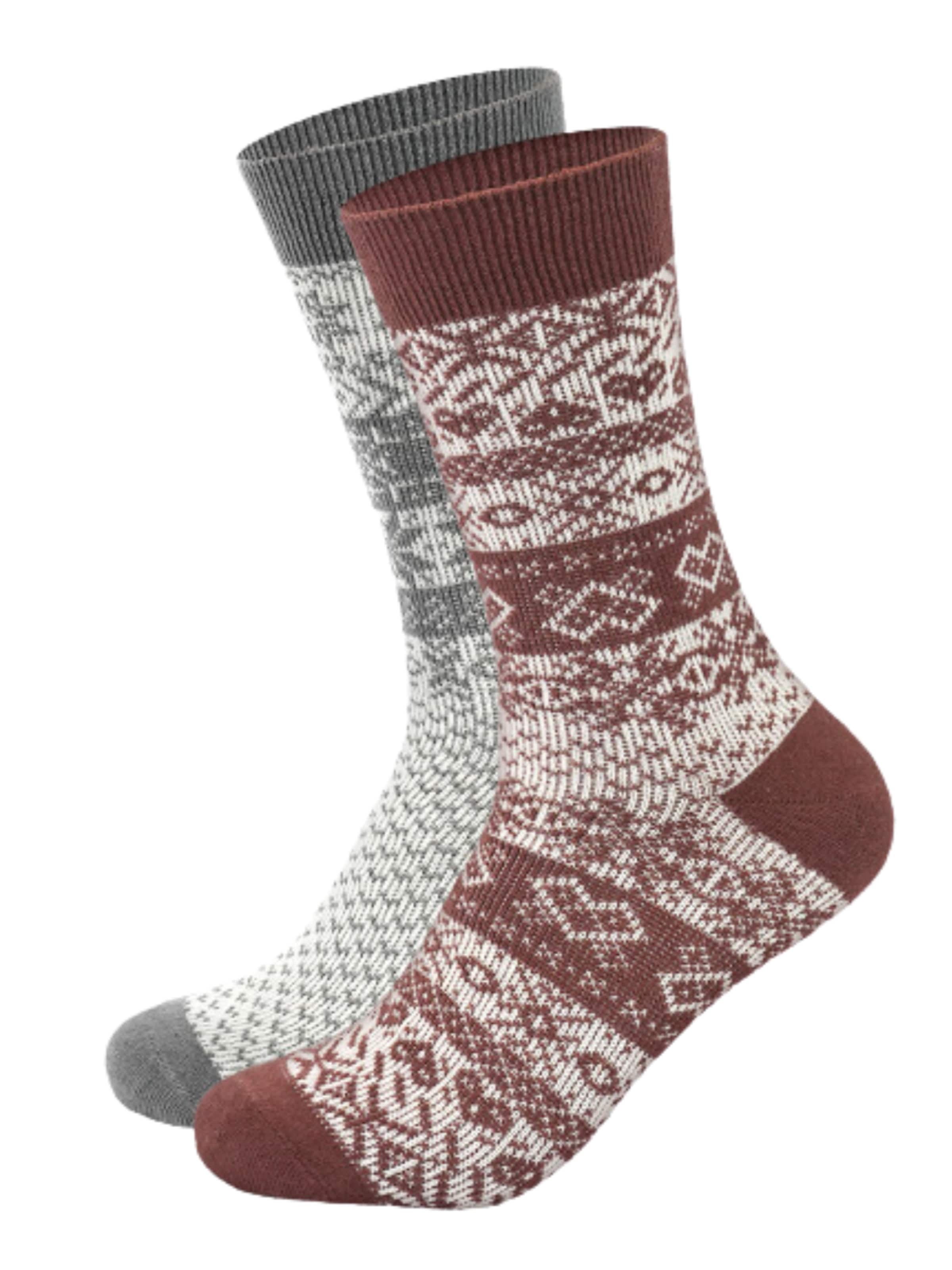footnote Socks 'Footnote Wollsocken - 40% Wolle, atmungsaktiv und wärmend - 2 Paar (grau & rot)' in Red: front