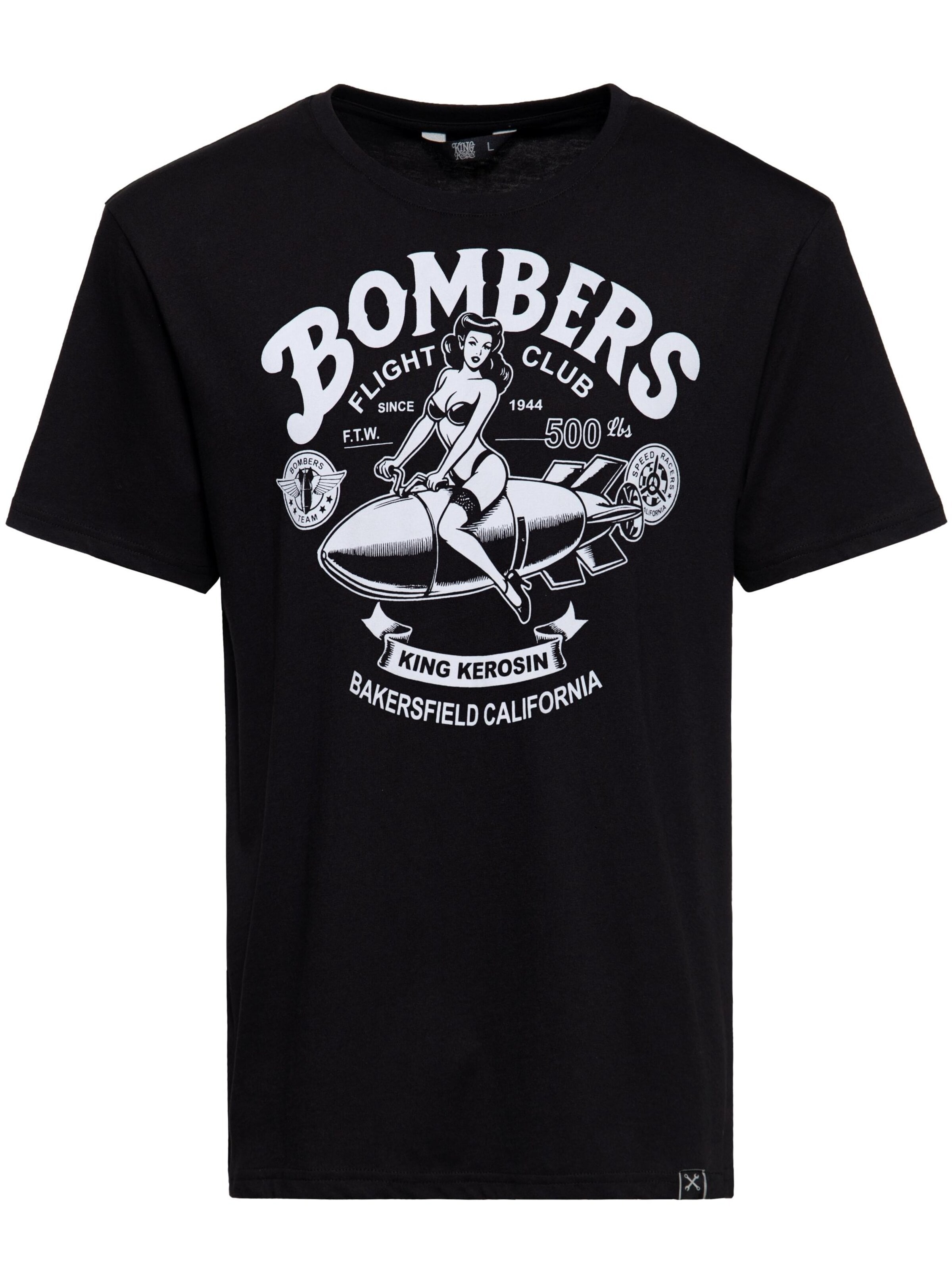 King Kerosin Shirt 'Bombers'‌‌‌ in Schwarz: Vorderseite