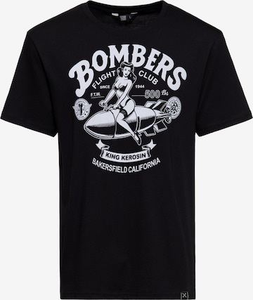 King Kerosin Shirt 'Bombers' in Black: front