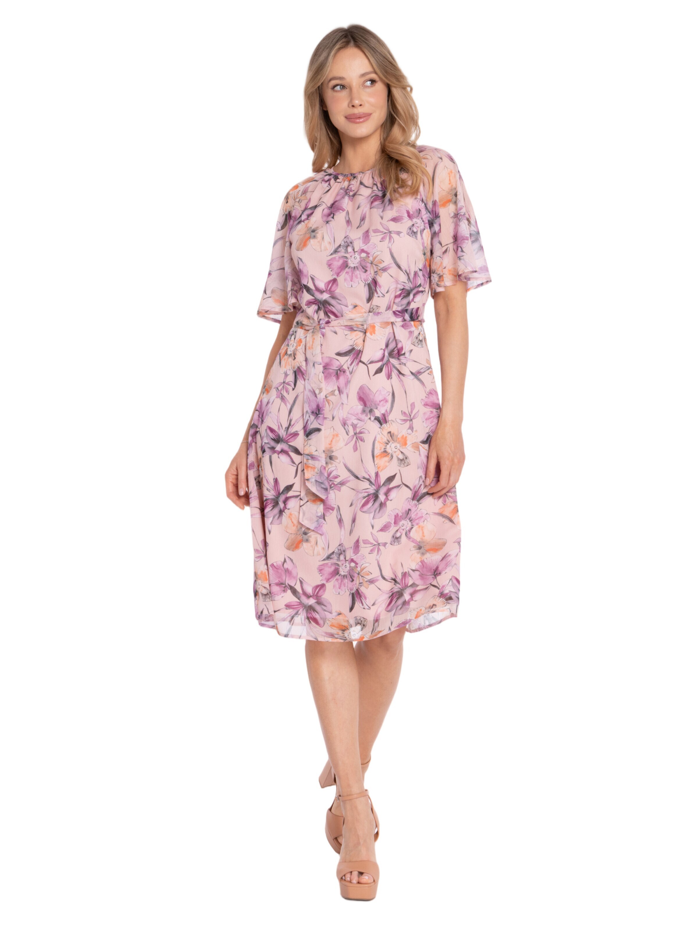 Rochie 'Szyfonowa sukienka midi z wiązaniem' de la Stylove pe roz: față