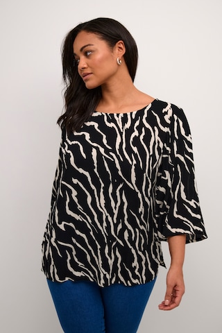 KAFFE CURVE Blouse 'Ami' in Zwart: voorkant