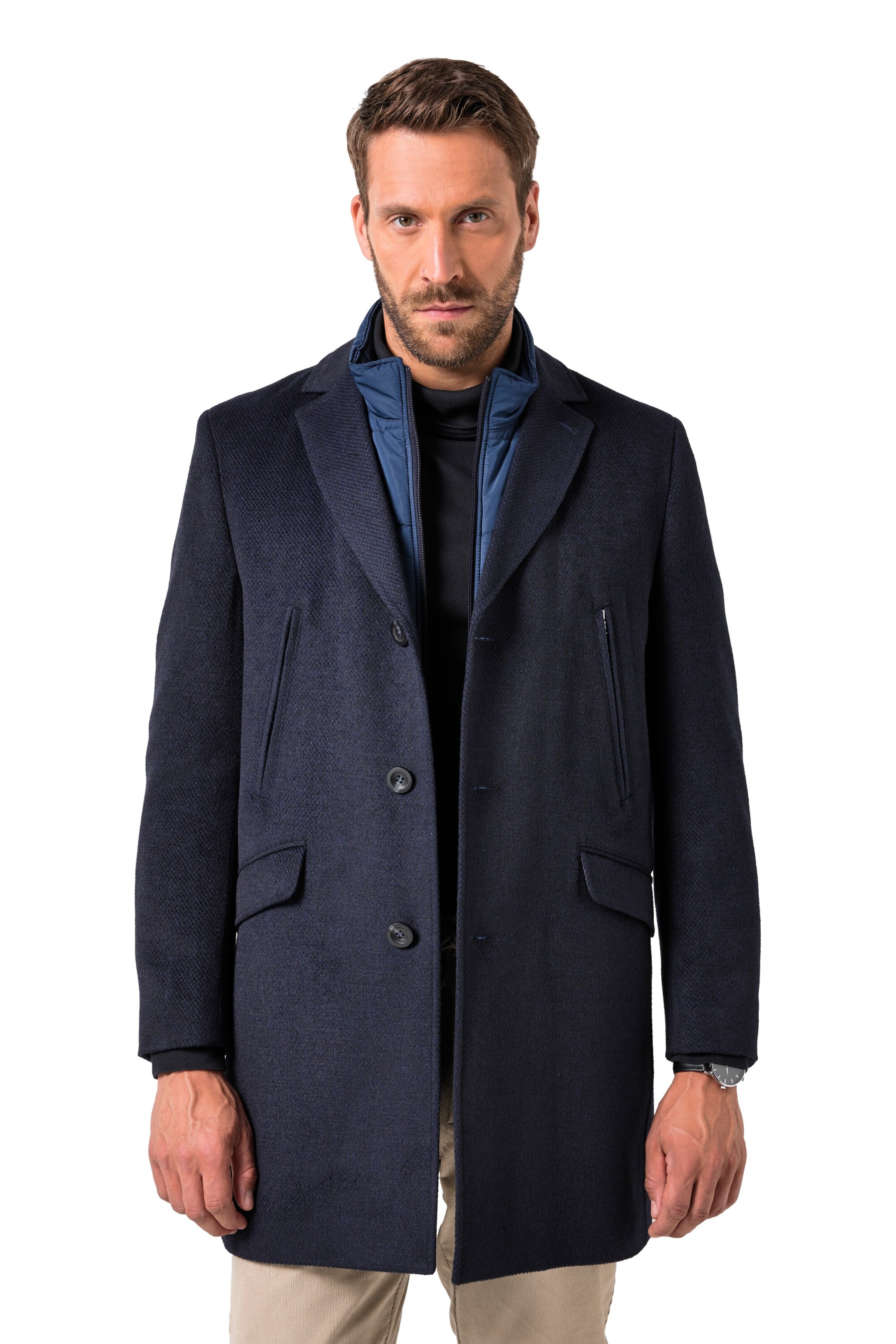 JP1880 Between-seasons coat in Blue: front