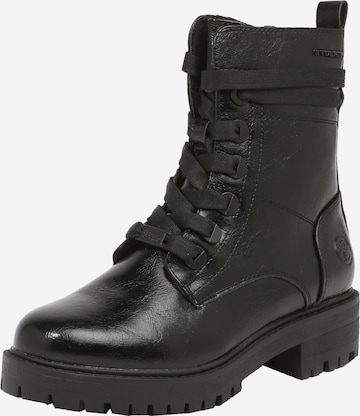 TOM TAILOR Lace-up bootie in Black: front