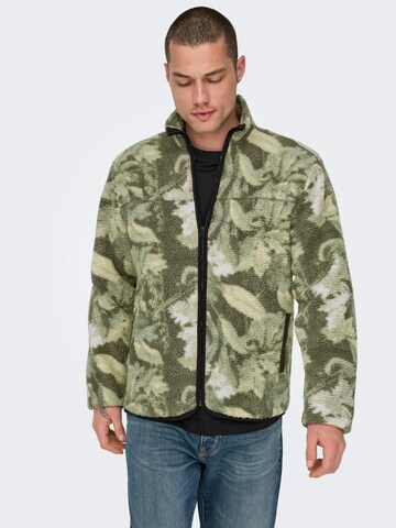 Only & Sons Fleece jas 'Emilio' in Grijs