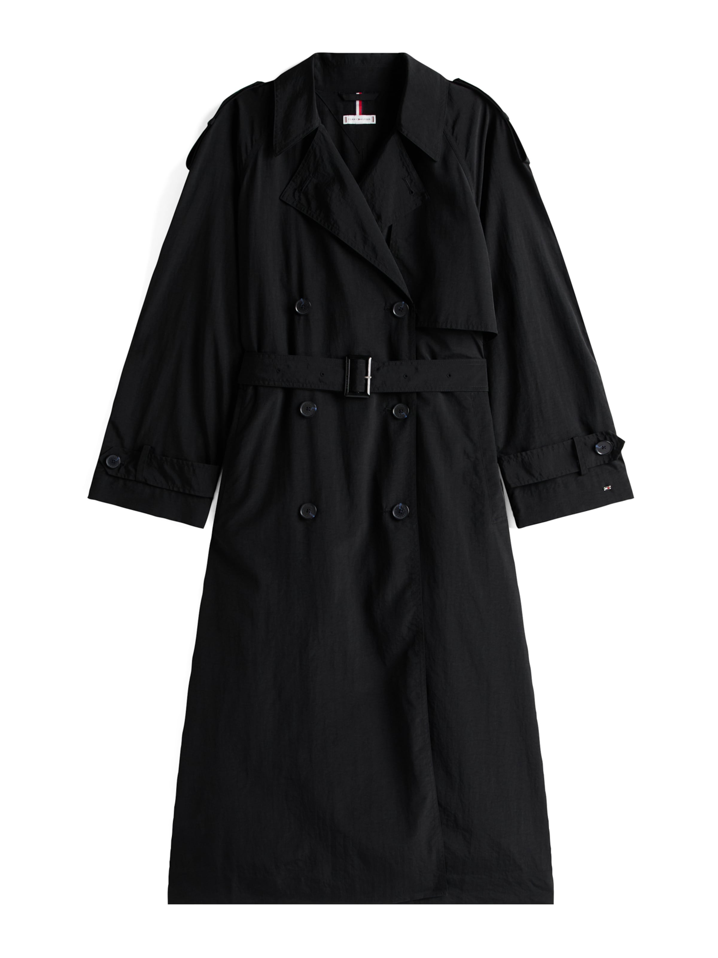 melns TOMMY HILFIGER Starpsezonu mētelis: no priekšpuses