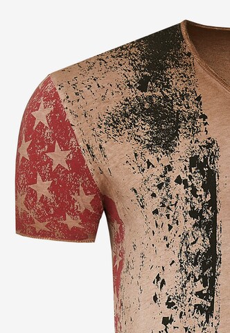 Rusty Neal Cooles T-Shirt mit V-Ausschnitt in Braun