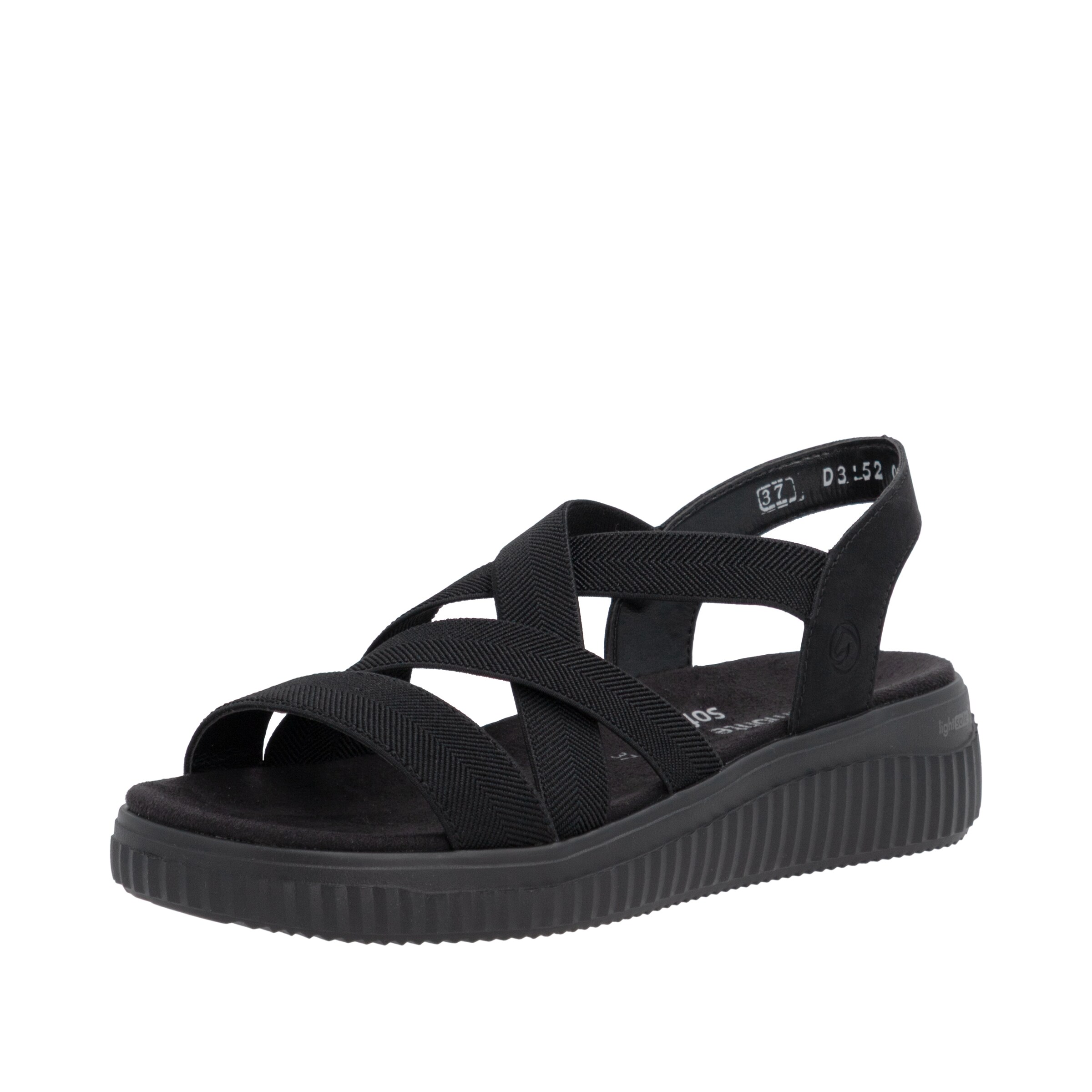 REMONTE Strap Sandals in Black: front