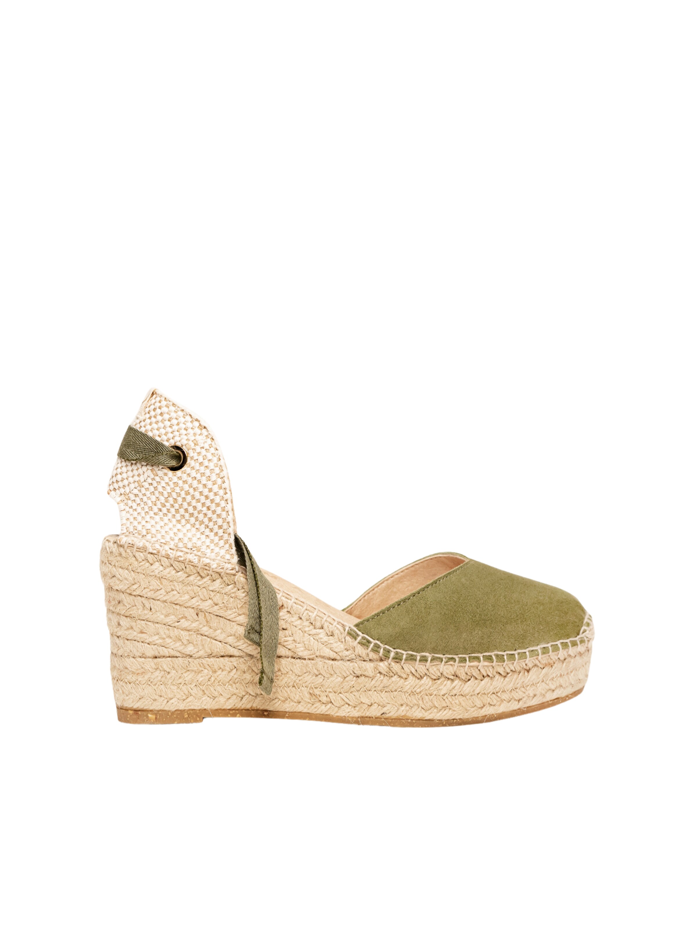 Sandalo 'Alpargata Cuña 8 cm' di Alhamas in verde: frontale