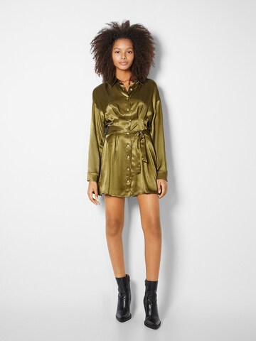 Bershka Shirt Dress in Green