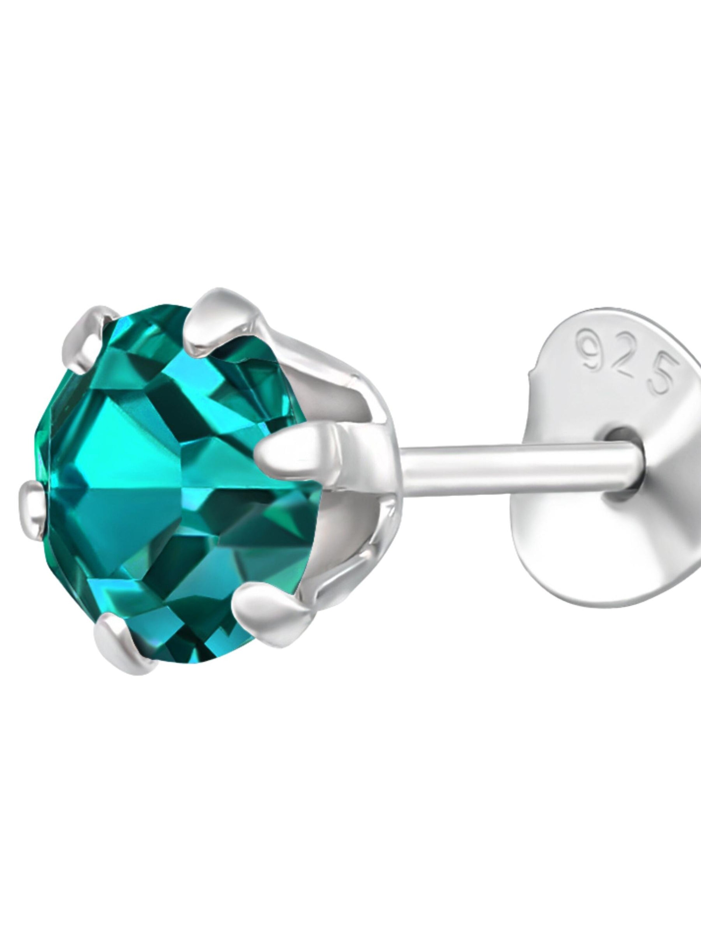 Boucles d'oreilles 'Silberne Runde 5 mm Ohrstecker mit Kristallen' Maxte en bleu