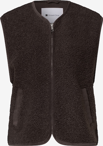 STREET ONE Teddy Weste mit Zipper und Corddetails in Braun: Vorderseite
