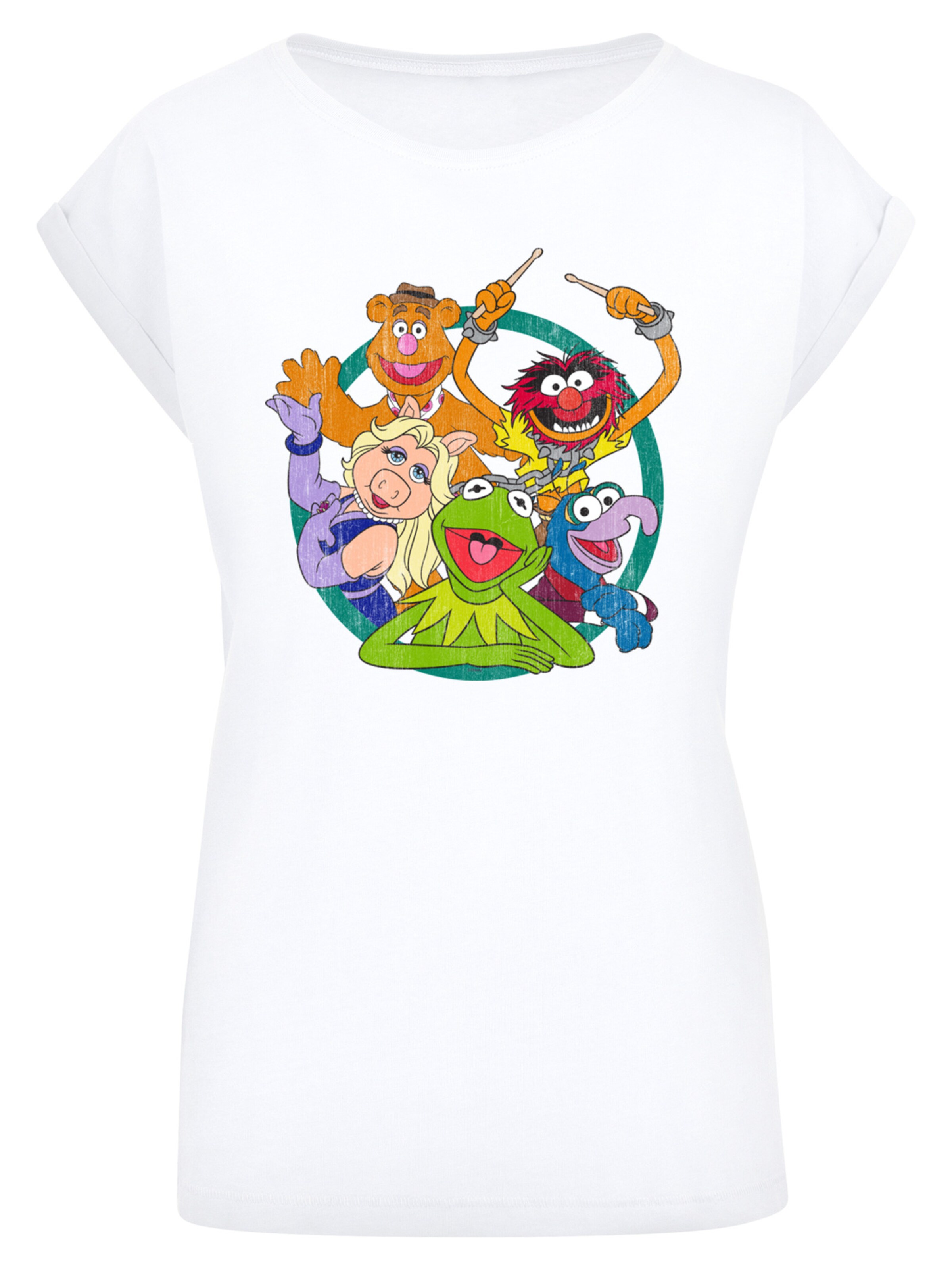 F4NT4STIC Shirt 'Disney Die Muppets Group Circle' in Wit: voorkant
