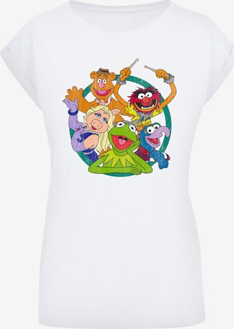 F4NT4STIC Shirt 'Disney Die Muppets Group Circle' in Wit: voorkant