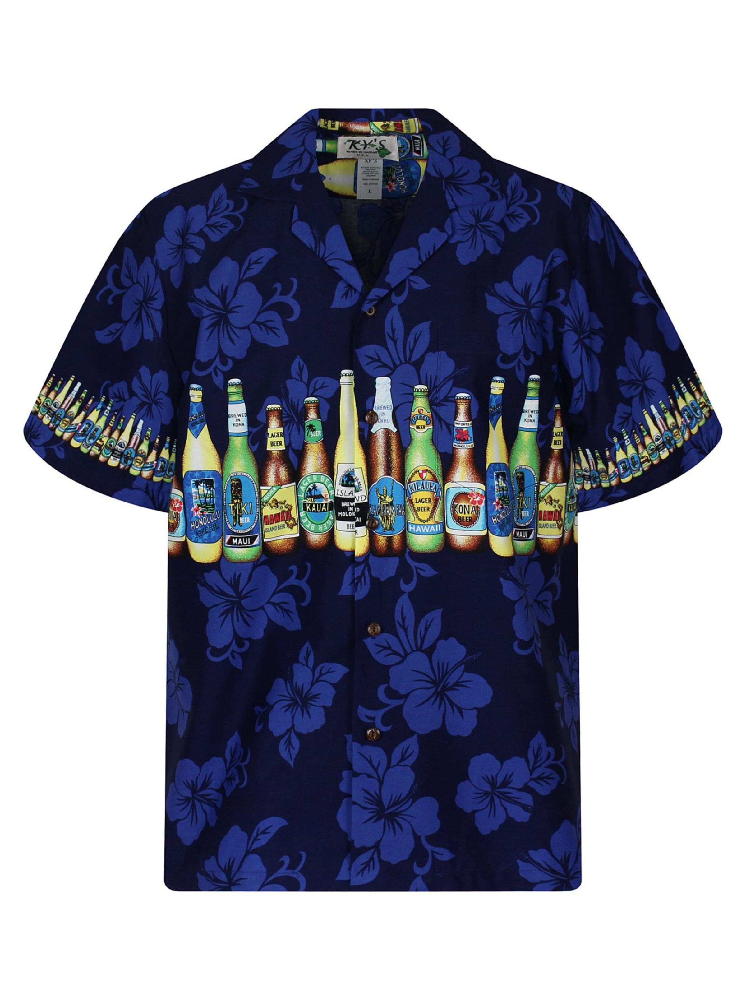 Chemise 'Bierflaschen Brustdruck' KY's en bleu : devant