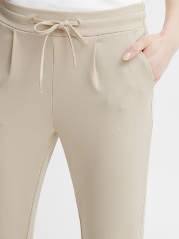 ICHI Slim fit Pleat-Front Pants 'KATE' in Beige
