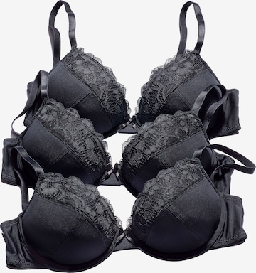 PETITE FLEUR Push-up Bra in Black: front