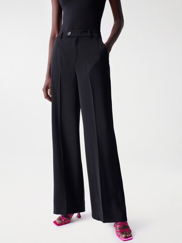 Salsa Jeans Wide leg Pleated Pants in Black: front