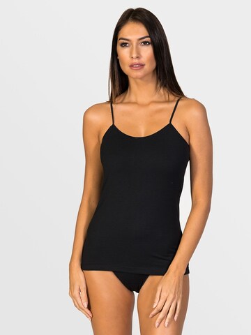 zd ZERO DEFECTS Undershirt 'Afrodita Spaghetti top soy fiber' in Black: front