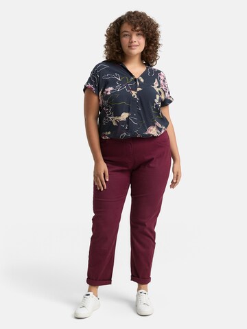 Coupe slim Pantalon TOM TAILOR en rouge